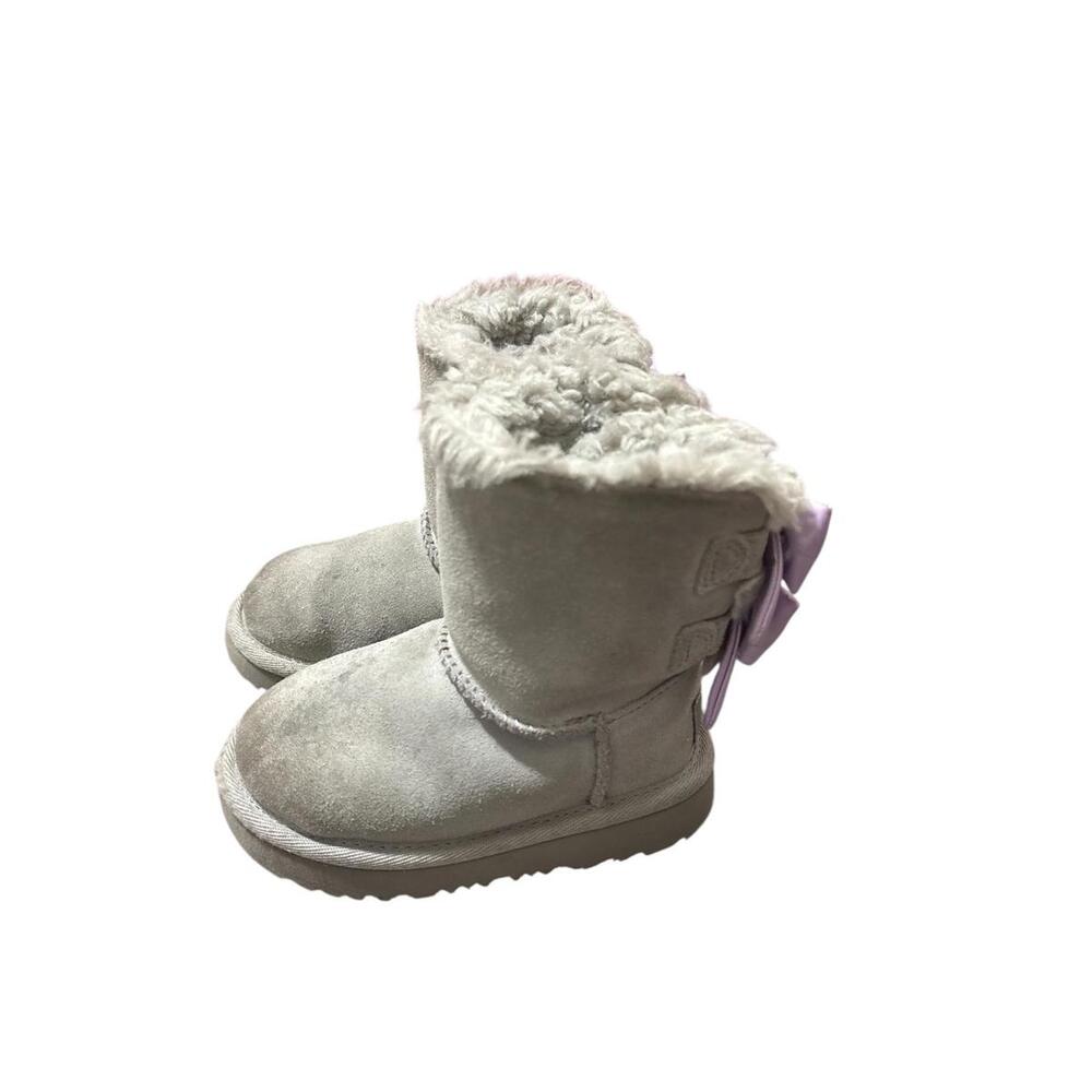 Ugg Australia Bailey Bow Grey Boots Metallic Lavender Purple Bows